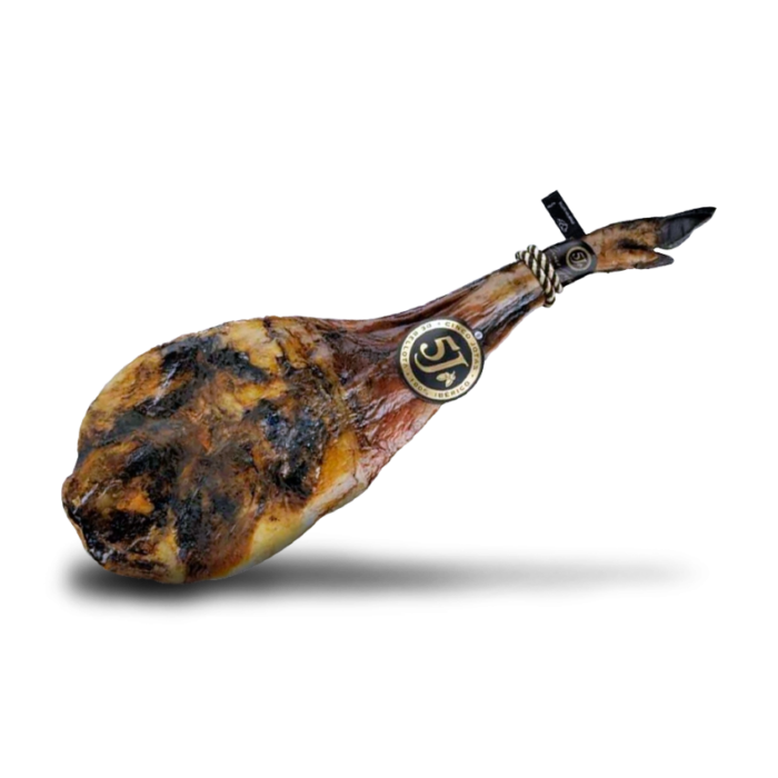 Paleta 5 Jotas 100 % ibérica, cortada a cuchillo artesanalmente. Sabor intenso y jugoso desde Jabugo. Auténtica joya gastronómica en tu mesa.